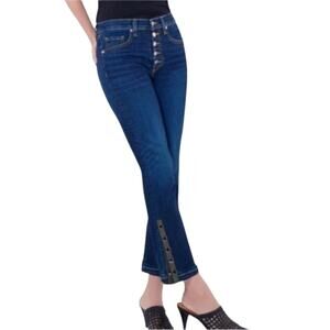 Veronica Beard Carolyn Baby Boot Button Fly Cropped Raw Hem Jeans Size 28 NWT